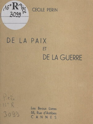 cover image of De la paix et de la guerre